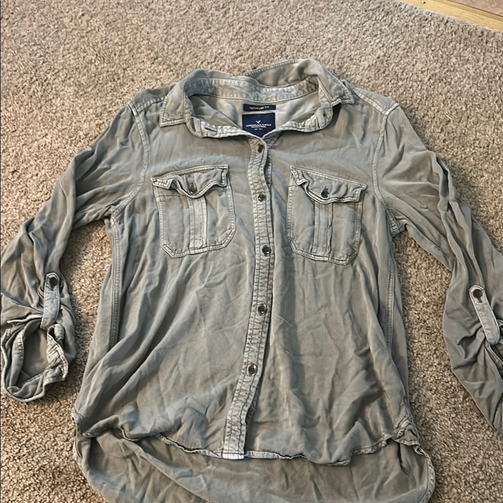 Gray Button-Up Shirt